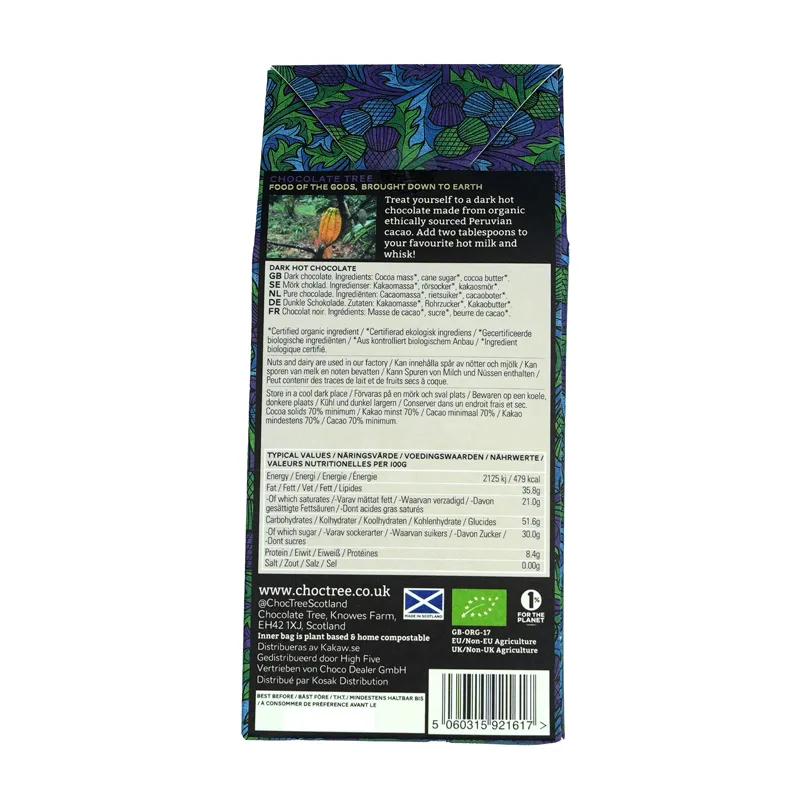 Chocolate Tree - Dark hot Choc Back of pack