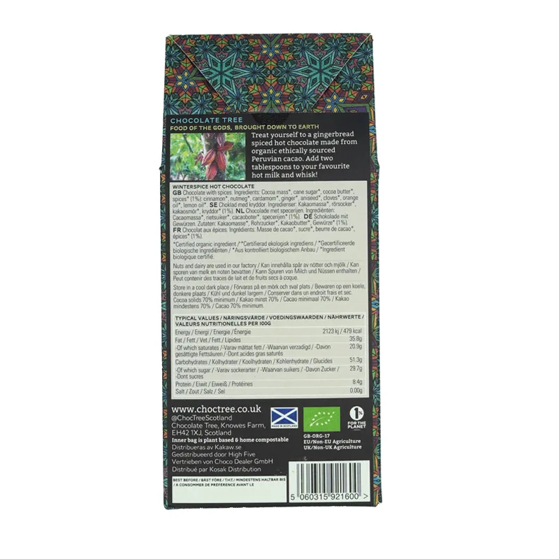 Chocolate Tree - Winterspice hot choc back of pack