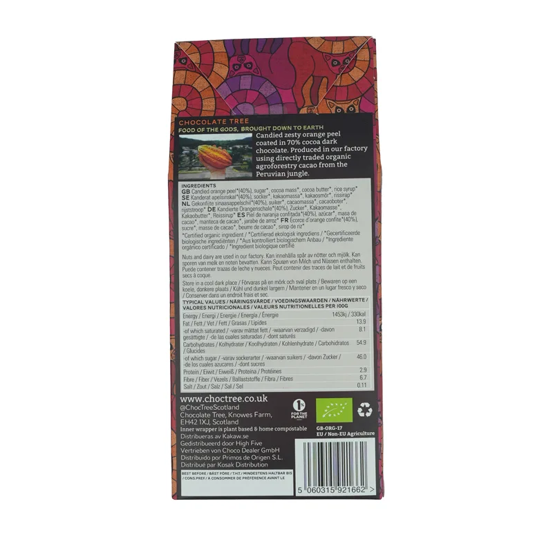 Chocolate Tree - orange peel back of pack