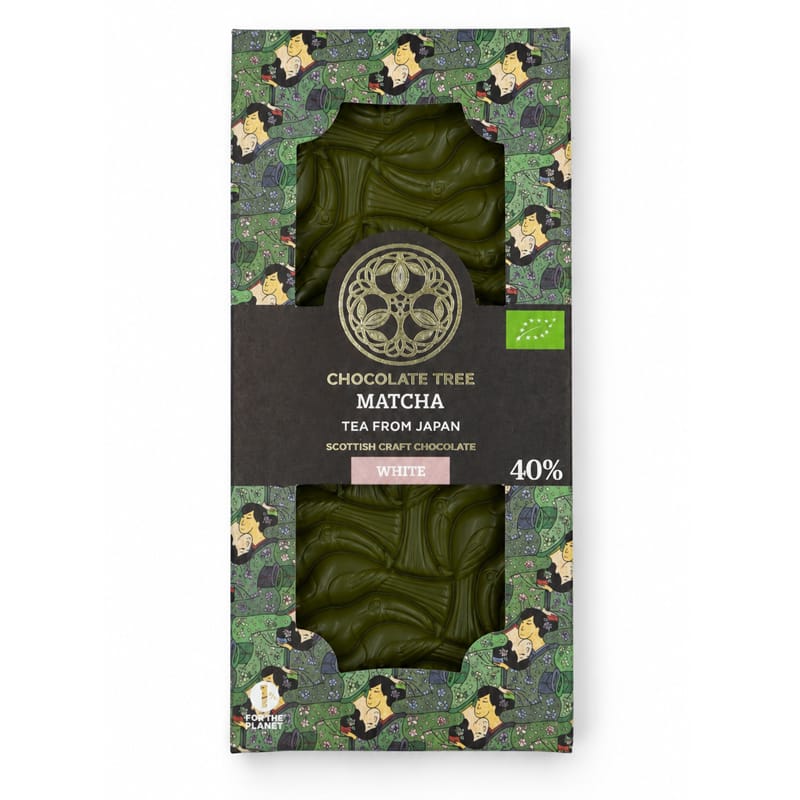 Matcha chocolate bar front